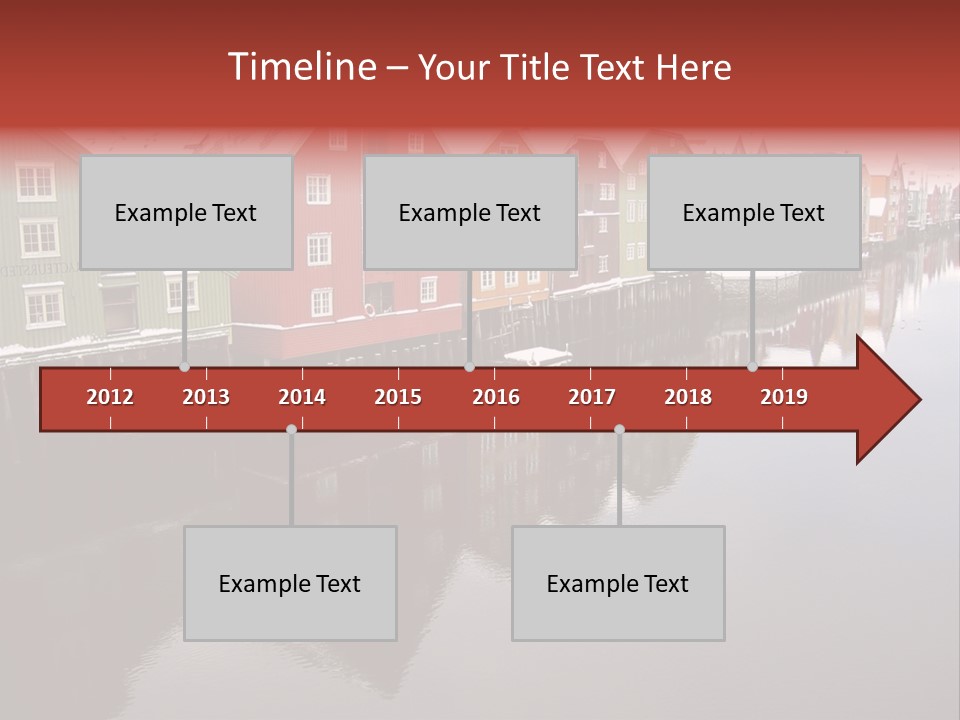 Beautiful Colourful Houses By The River, Trondheim, Norway PowerPoint Template