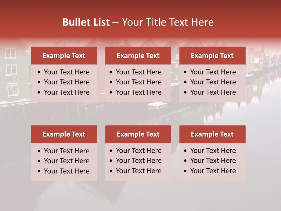 Beautiful Colourful Houses By The River, Trondheim, Norway PowerPoint Template