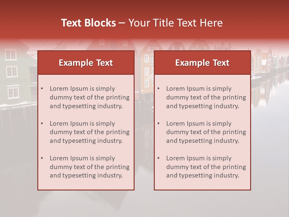 Beautiful Colourful Houses By The River, Trondheim, Norway PowerPoint Template