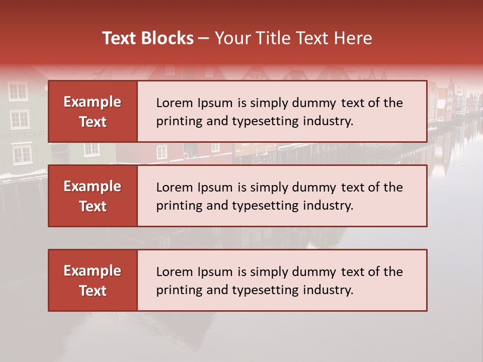 Beautiful Colourful Houses By The River, Trondheim, Norway PowerPoint Template