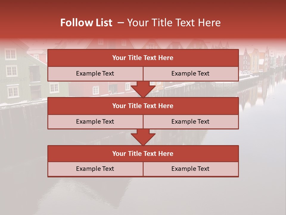 Beautiful Colourful Houses By The River, Trondheim, Norway PowerPoint Template