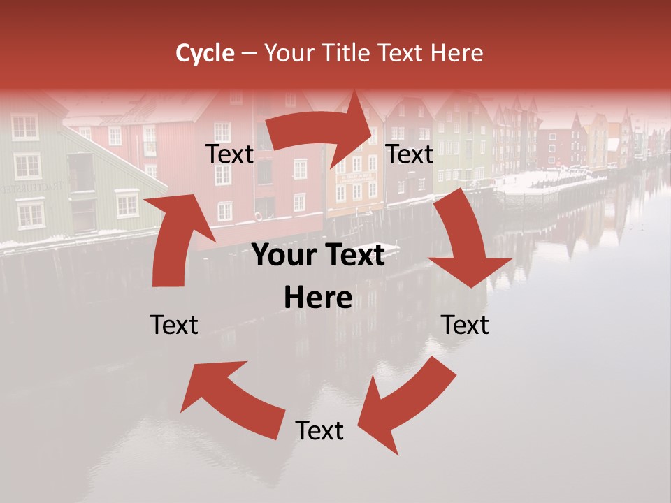 Beautiful Colourful Houses By The River, Trondheim, Norway PowerPoint Template