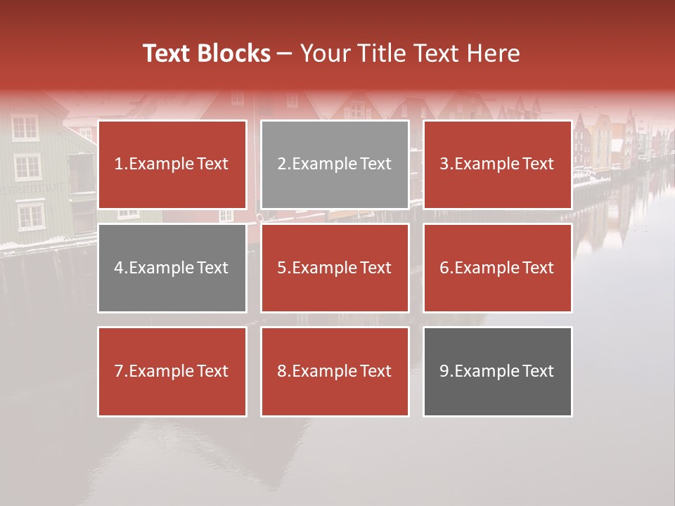 Beautiful Colourful Houses By The River, Trondheim, Norway PowerPoint Template