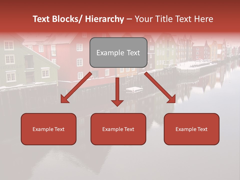 Beautiful Colourful Houses By The River, Trondheim, Norway PowerPoint Template