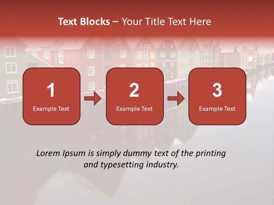 Beautiful Colourful Houses By The River, Trondheim, Norway PowerPoint Template