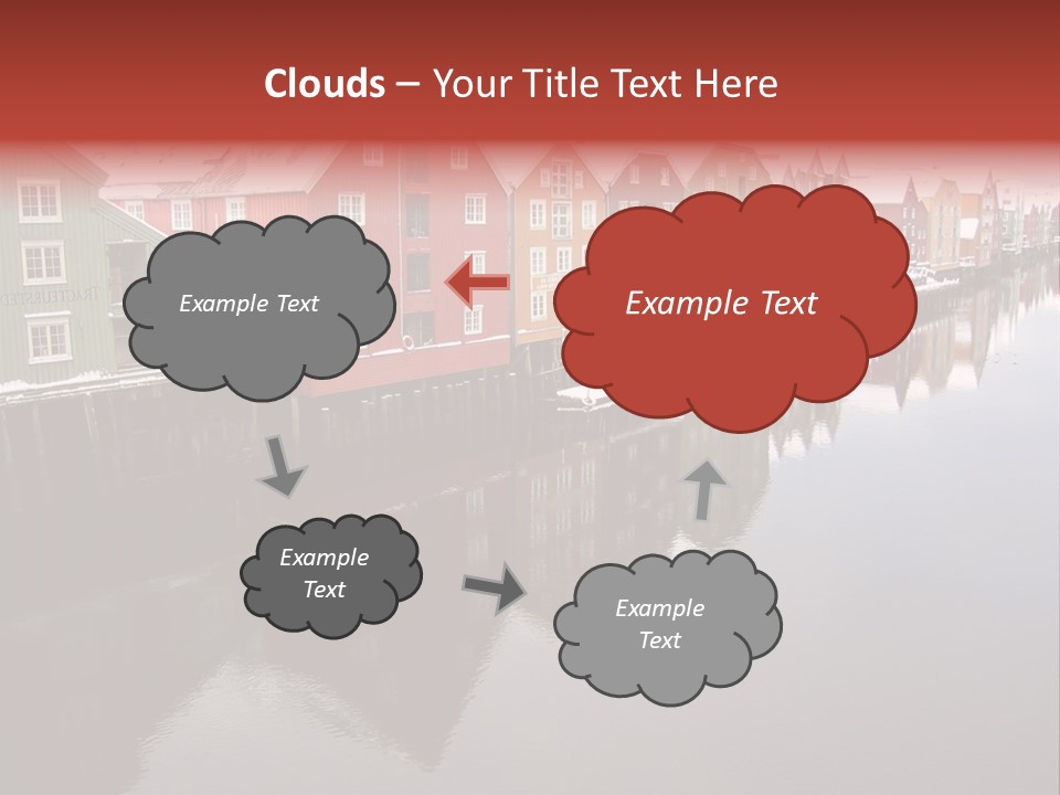 Beautiful Colourful Houses By The River, Trondheim, Norway PowerPoint Template