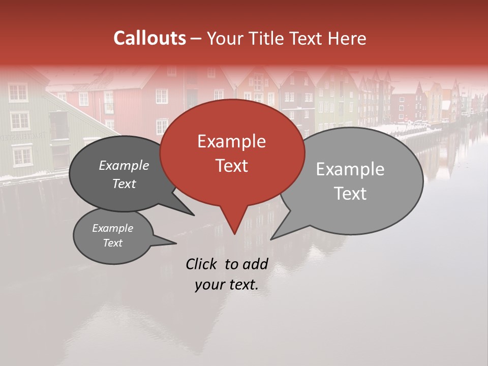 Beautiful Colourful Houses By The River, Trondheim, Norway PowerPoint Template