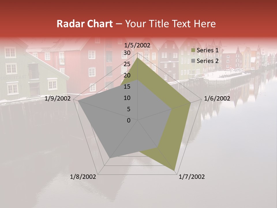 Beautiful Colourful Houses By The River, Trondheim, Norway PowerPoint Template