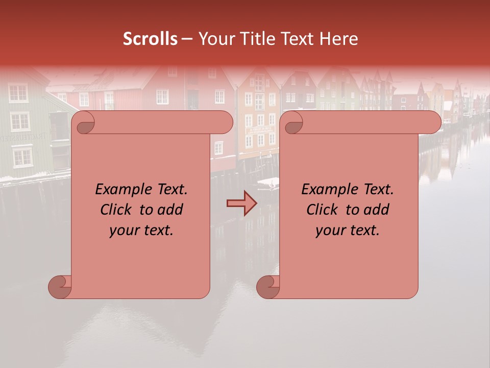 Beautiful Colourful Houses By The River, Trondheim, Norway PowerPoint Template