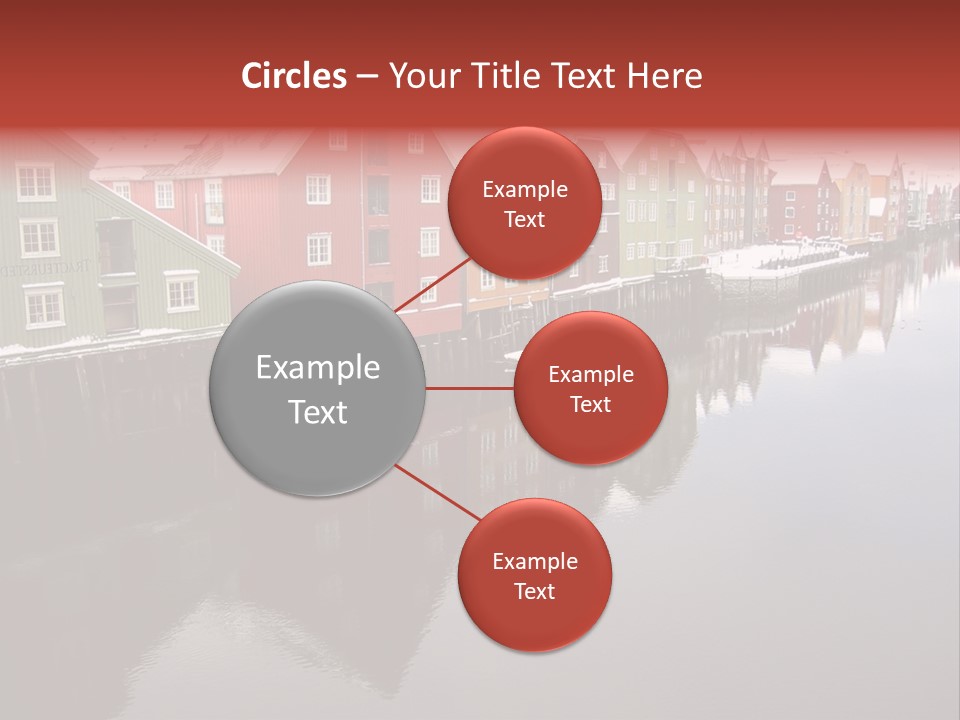 Beautiful Colourful Houses By The River, Trondheim, Norway PowerPoint Template