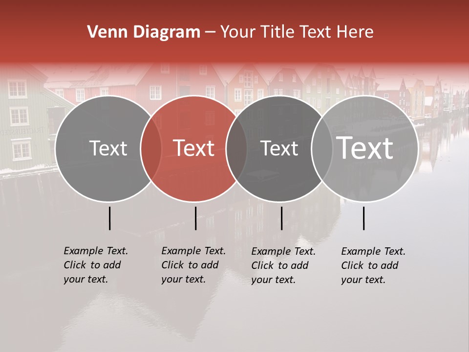 Beautiful Colourful Houses By The River, Trondheim, Norway PowerPoint Template