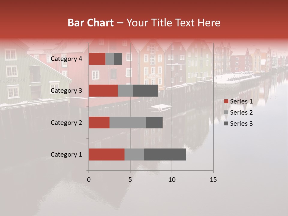 Beautiful Colourful Houses By The River, Trondheim, Norway PowerPoint Template