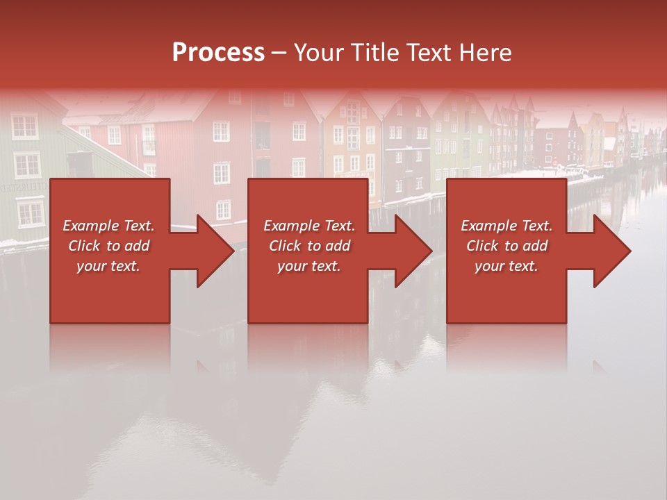 Beautiful Colourful Houses By The River, Trondheim, Norway PowerPoint Template