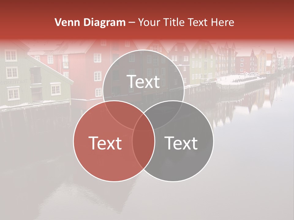 Beautiful Colourful Houses By The River, Trondheim, Norway PowerPoint Template