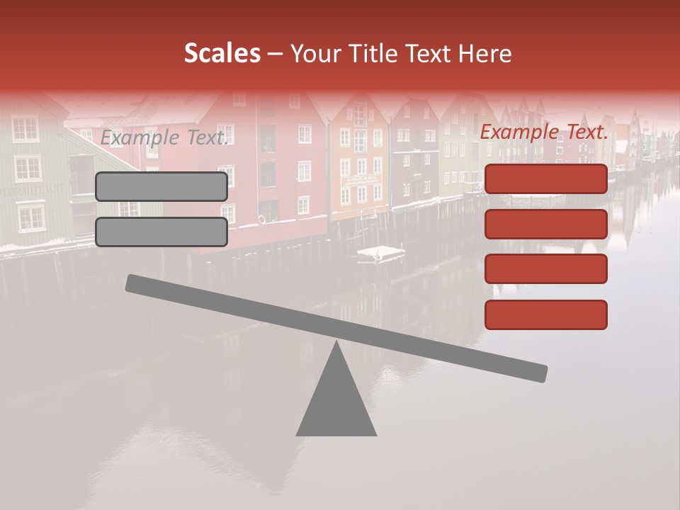Beautiful Colourful Houses By The River, Trondheim, Norway PowerPoint Template