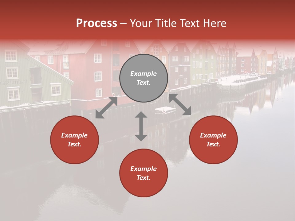 Beautiful Colourful Houses By The River, Trondheim, Norway PowerPoint Template