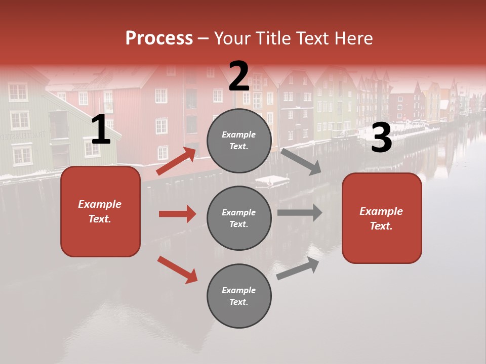 Beautiful Colourful Houses By The River, Trondheim, Norway PowerPoint Template