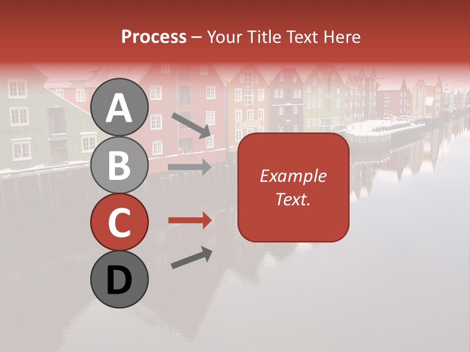 Beautiful Colourful Houses By The River, Trondheim, Norway PowerPoint Template