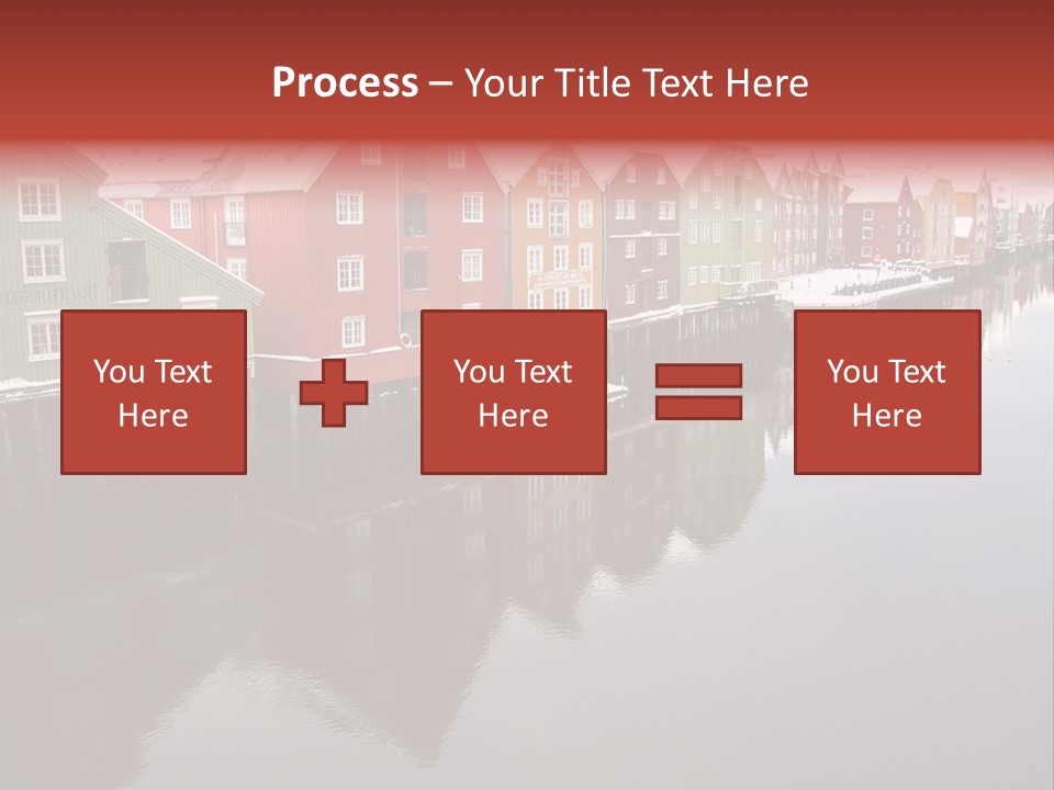 Beautiful Colourful Houses By The River, Trondheim, Norway PowerPoint Template
