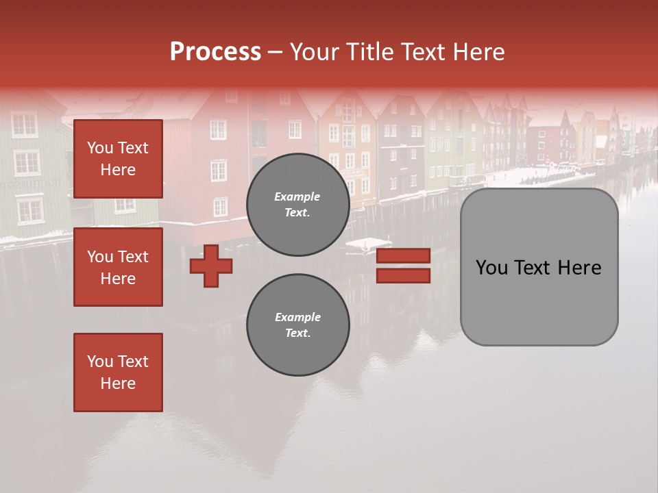 Beautiful Colourful Houses By The River, Trondheim, Norway PowerPoint Template