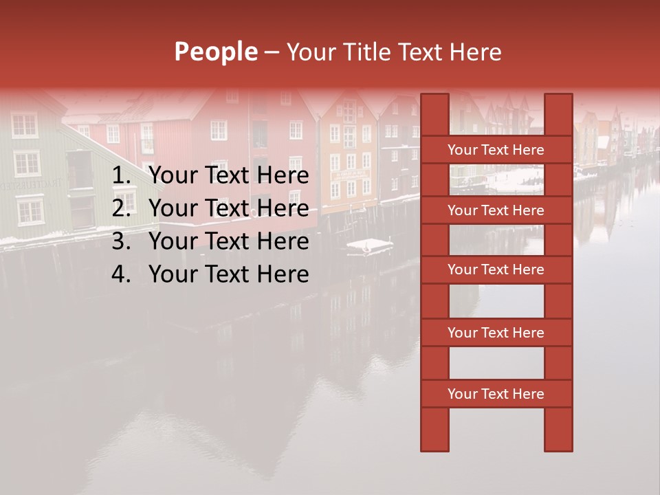 Beautiful Colourful Houses By The River, Trondheim, Norway PowerPoint Template