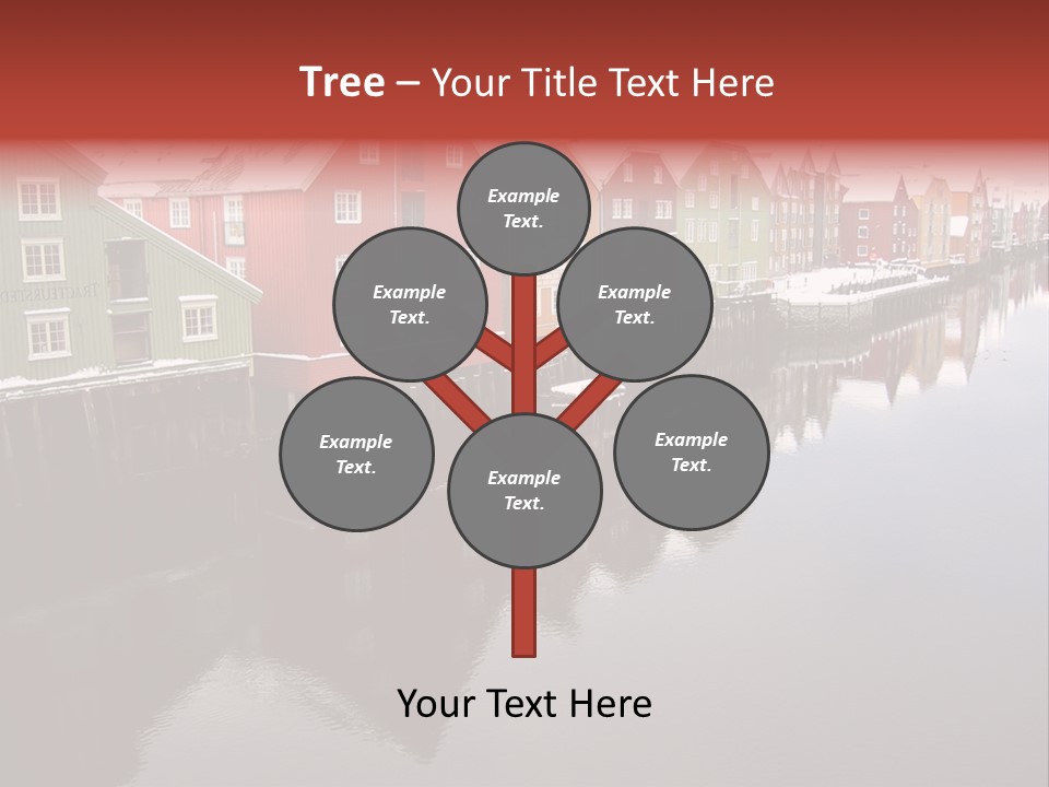 Beautiful Colourful Houses By The River, Trondheim, Norway PowerPoint Template