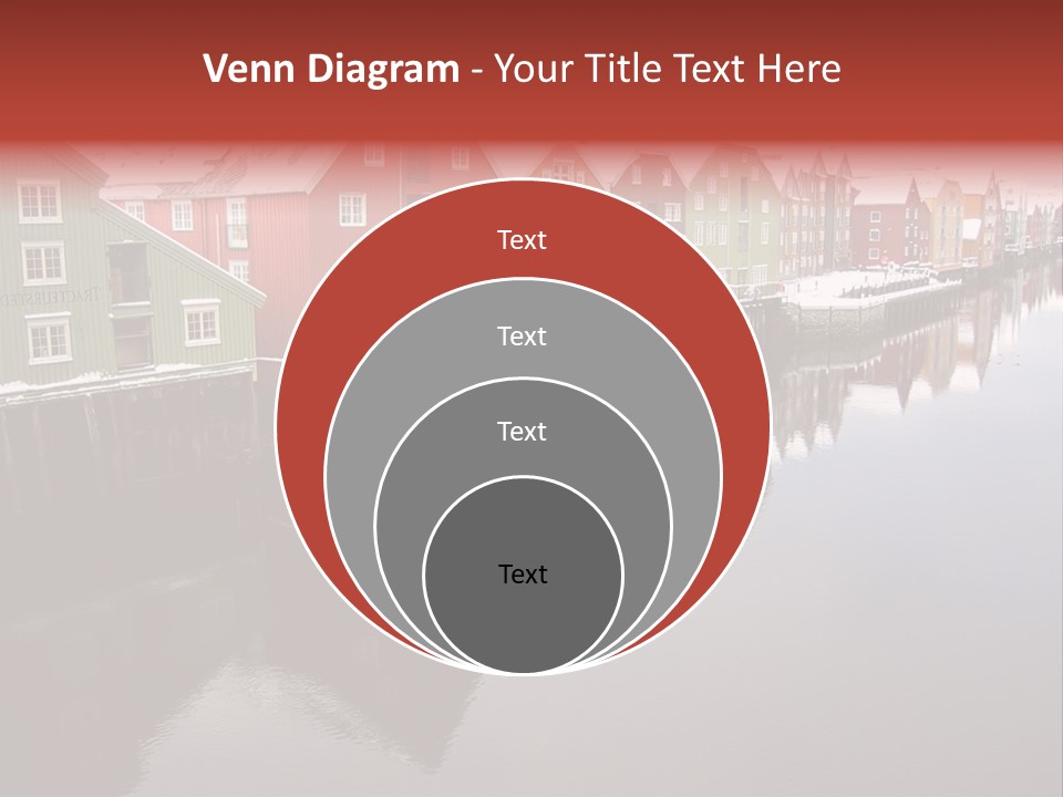 Beautiful Colourful Houses By The River, Trondheim, Norway PowerPoint Template