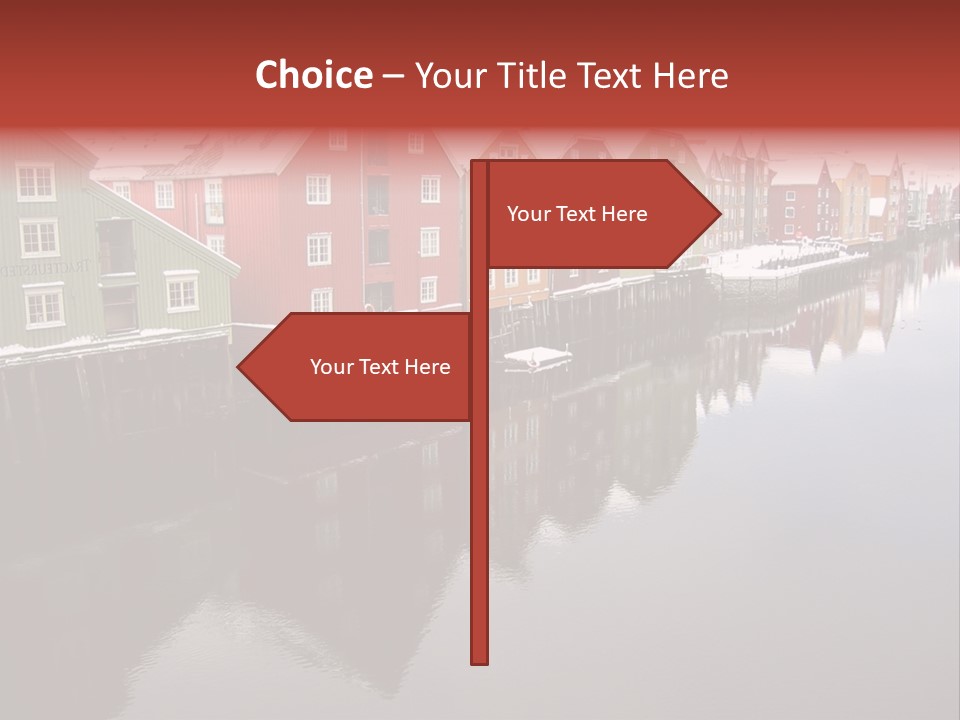 Beautiful Colourful Houses By The River, Trondheim, Norway PowerPoint Template