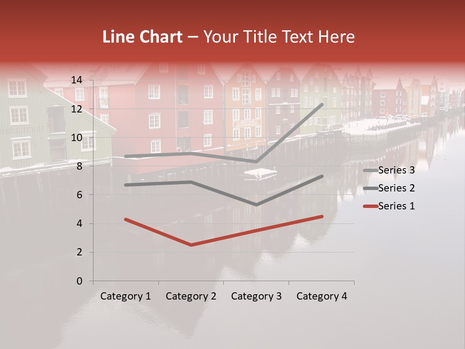 Beautiful Colourful Houses By The River, Trondheim, Norway PowerPoint Template