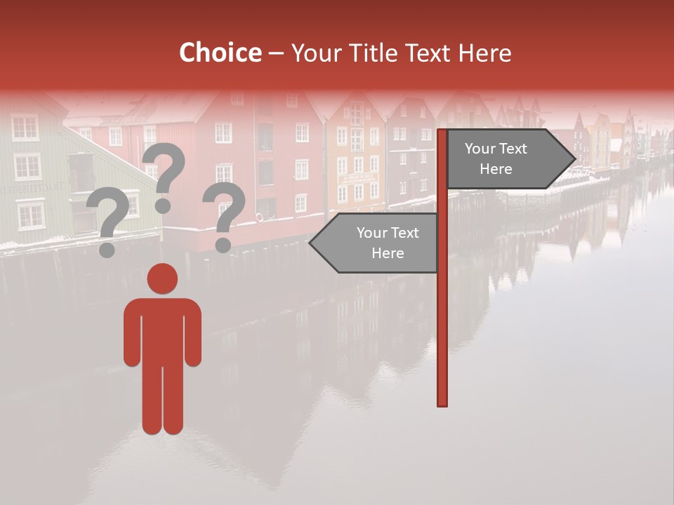 Beautiful Colourful Houses By The River, Trondheim, Norway PowerPoint Template