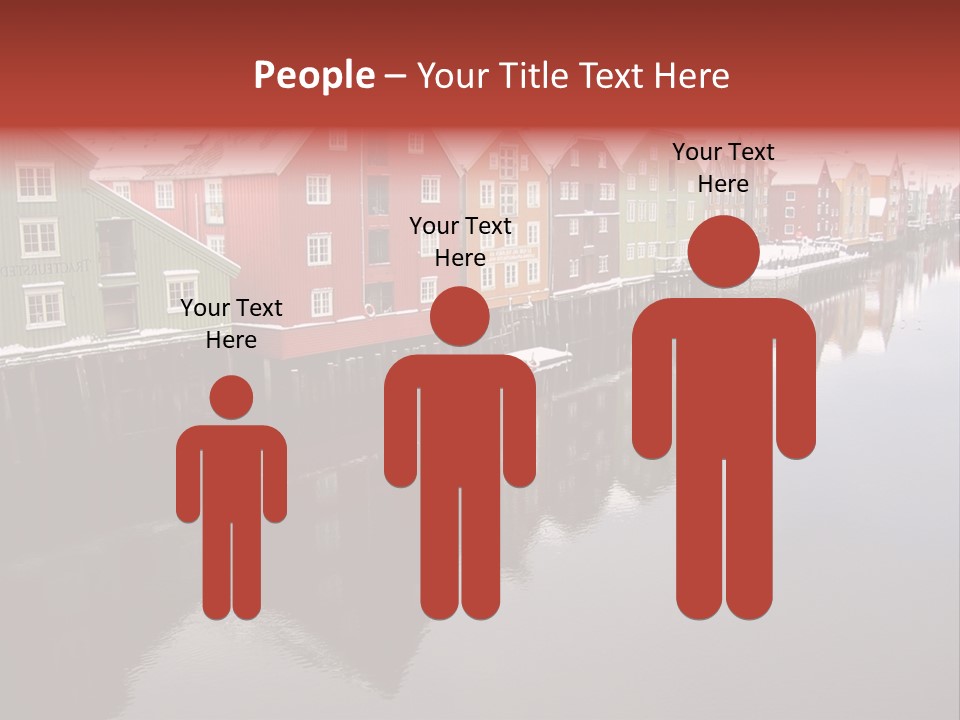 Beautiful Colourful Houses By The River, Trondheim, Norway PowerPoint Template