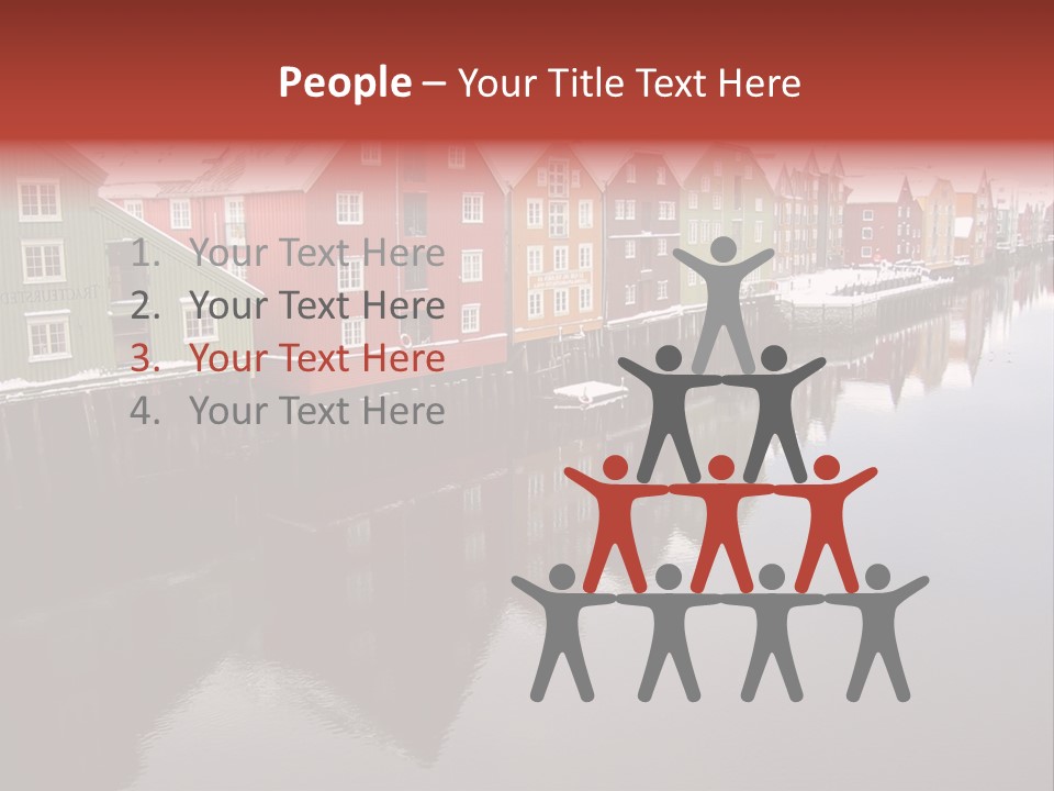 Beautiful Colourful Houses By The River, Trondheim, Norway PowerPoint Template