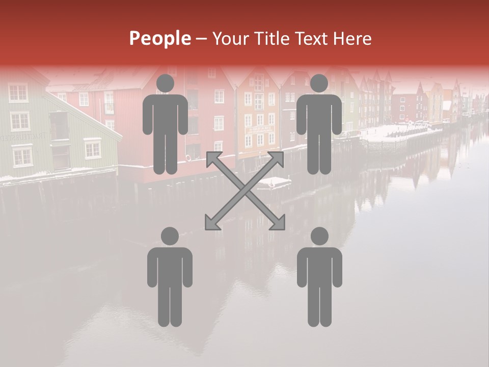 Beautiful Colourful Houses By The River, Trondheim, Norway PowerPoint Template