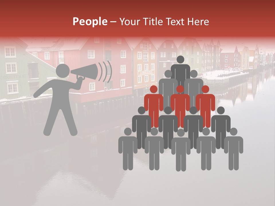 Beautiful Colourful Houses By The River, Trondheim, Norway PowerPoint Template