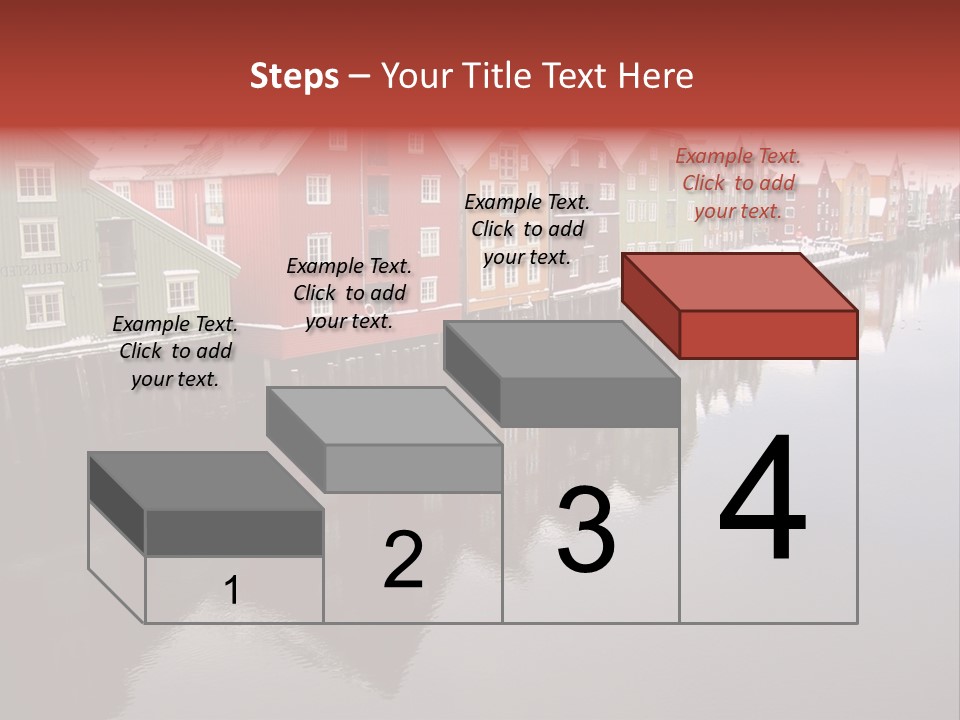 Beautiful Colourful Houses By The River, Trondheim, Norway PowerPoint Template
