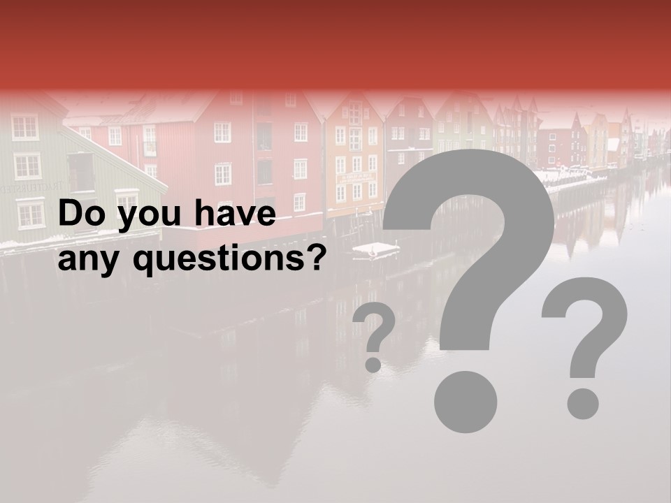 Beautiful Colourful Houses By The River, Trondheim, Norway PowerPoint Template