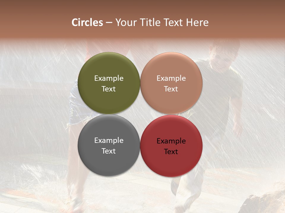 The Girl With The Boy Run Under A Down-Pour Rain PowerPoint Template