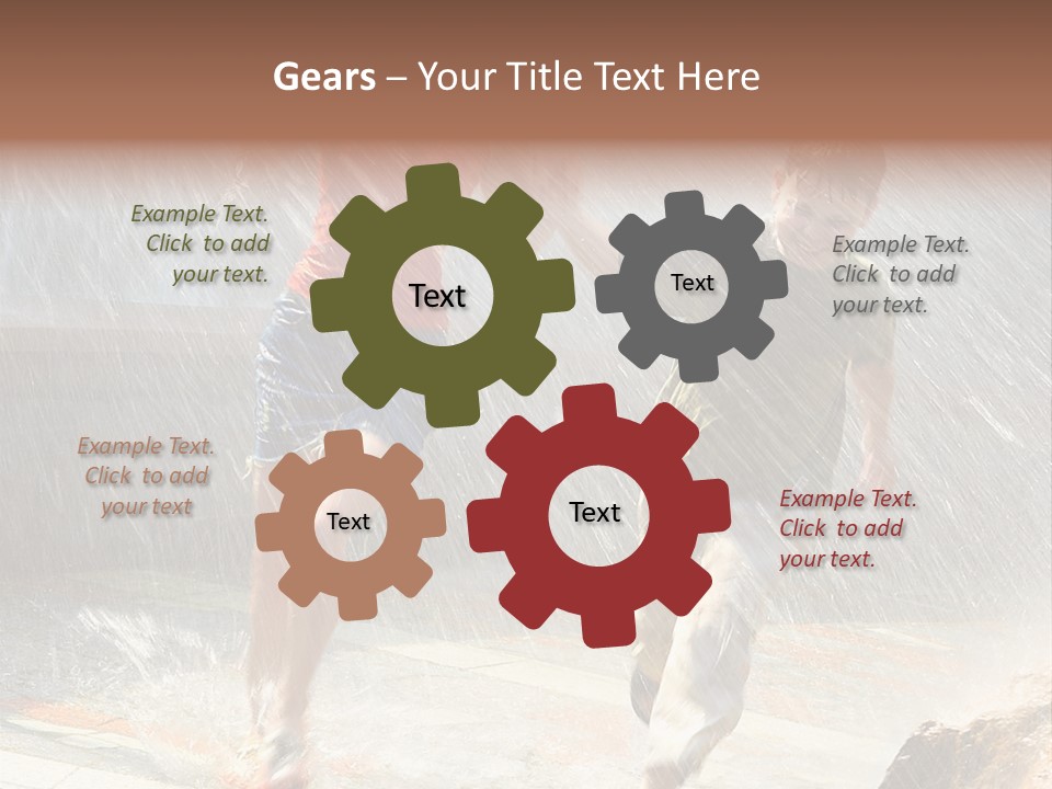 The Girl With The Boy Run Under A Down-Pour Rain PowerPoint Template