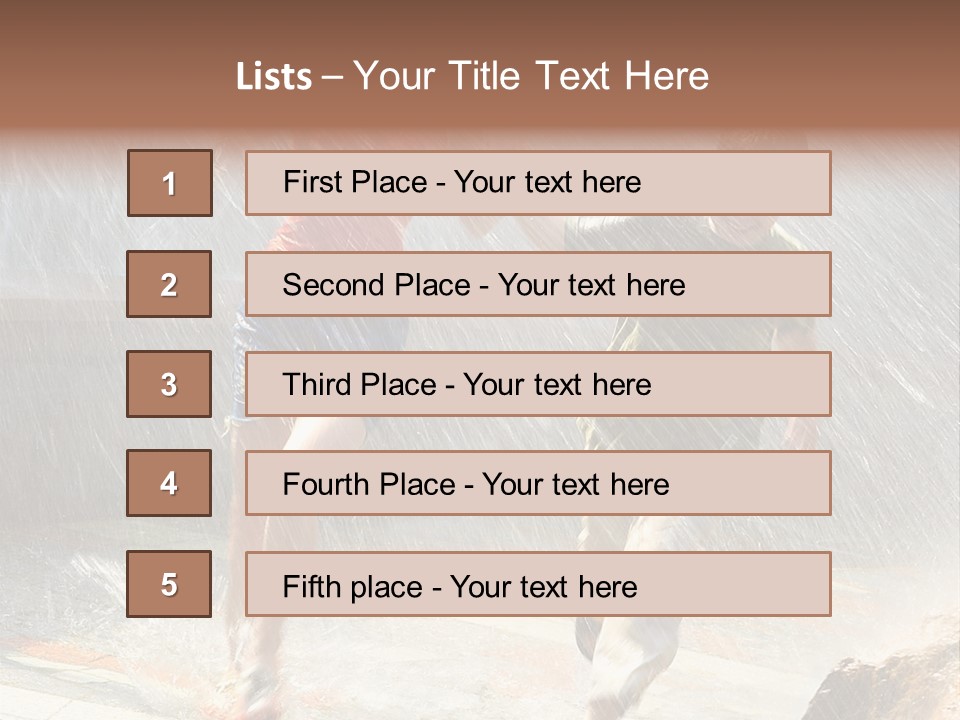 The Girl With The Boy Run Under A Down-Pour Rain PowerPoint Template