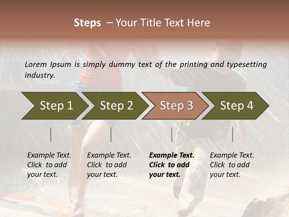 The Girl With The Boy Run Under A Down-Pour Rain PowerPoint Template