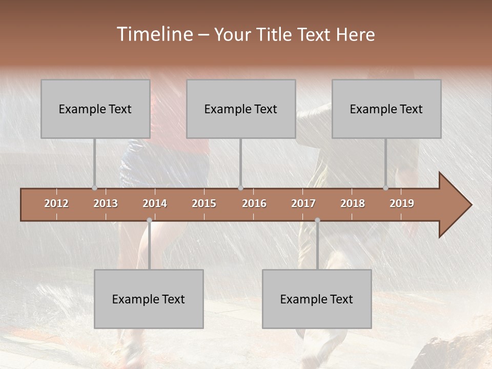 The Girl With The Boy Run Under A Down-Pour Rain PowerPoint Template