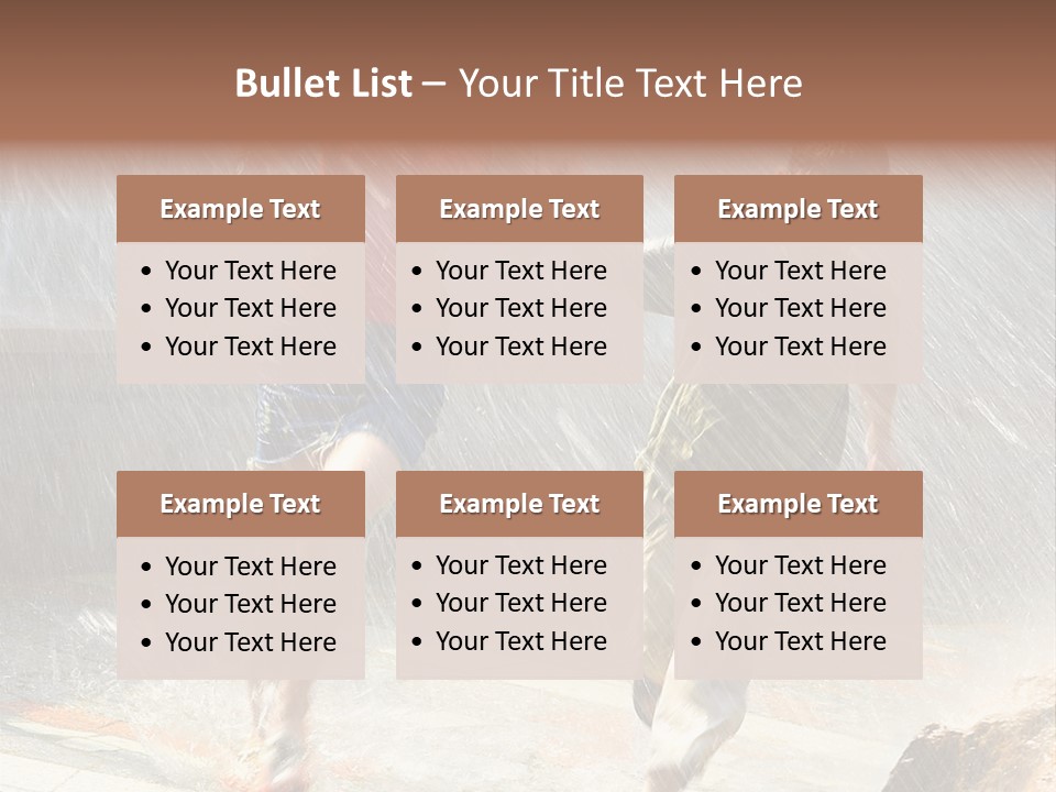 The Girl With The Boy Run Under A Down-Pour Rain PowerPoint Template