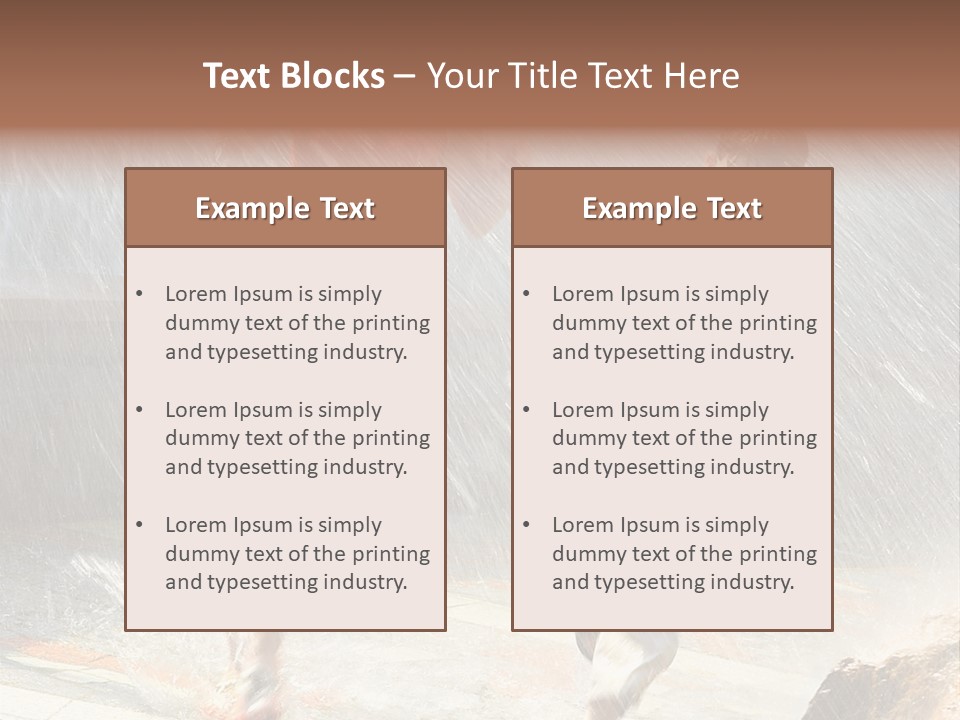 The Girl With The Boy Run Under A Down-Pour Rain PowerPoint Template