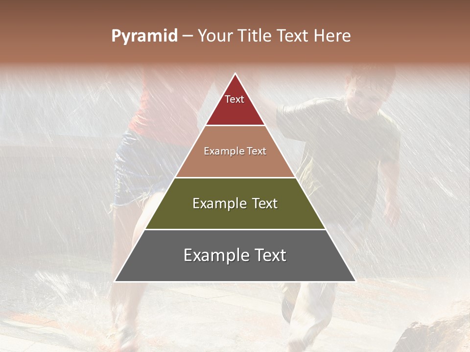 The Girl With The Boy Run Under A Down-Pour Rain PowerPoint Template