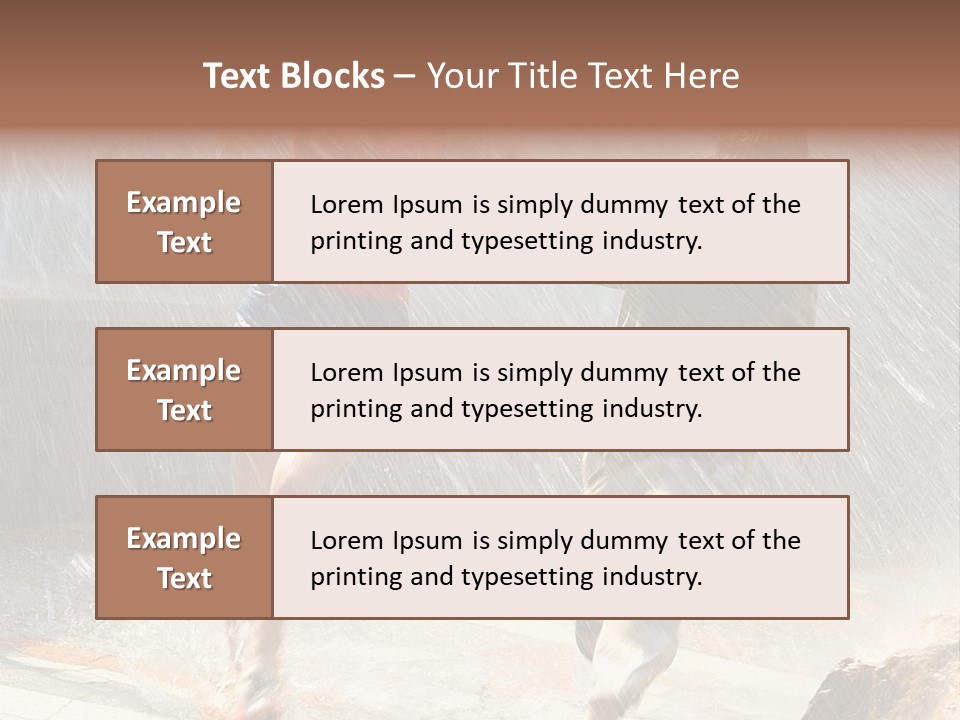 The Girl With The Boy Run Under A Down-Pour Rain PowerPoint Template