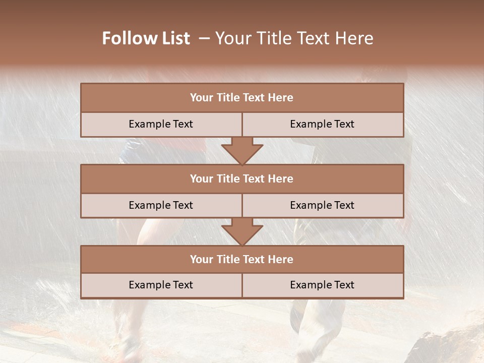 The Girl With The Boy Run Under A Down-Pour Rain PowerPoint Template