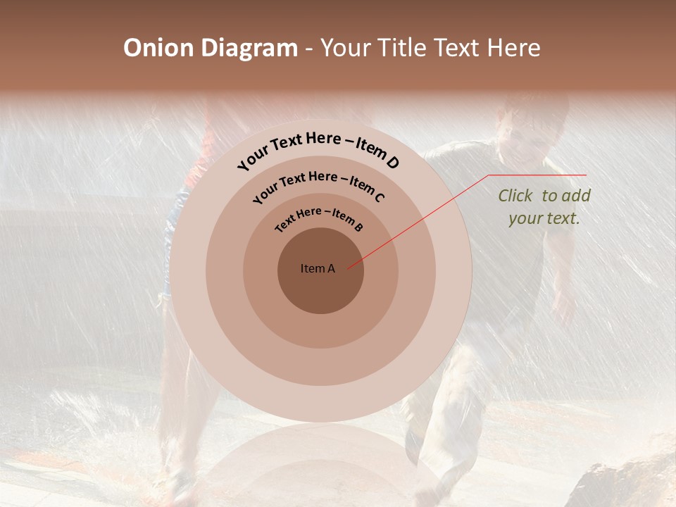 The Girl With The Boy Run Under A Down-Pour Rain PowerPoint Template