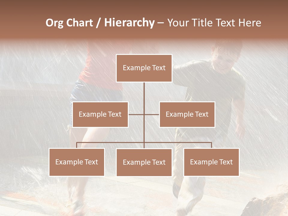 The Girl With The Boy Run Under A Down-Pour Rain PowerPoint Template