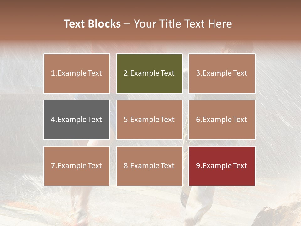 The Girl With The Boy Run Under A Down-Pour Rain PowerPoint Template