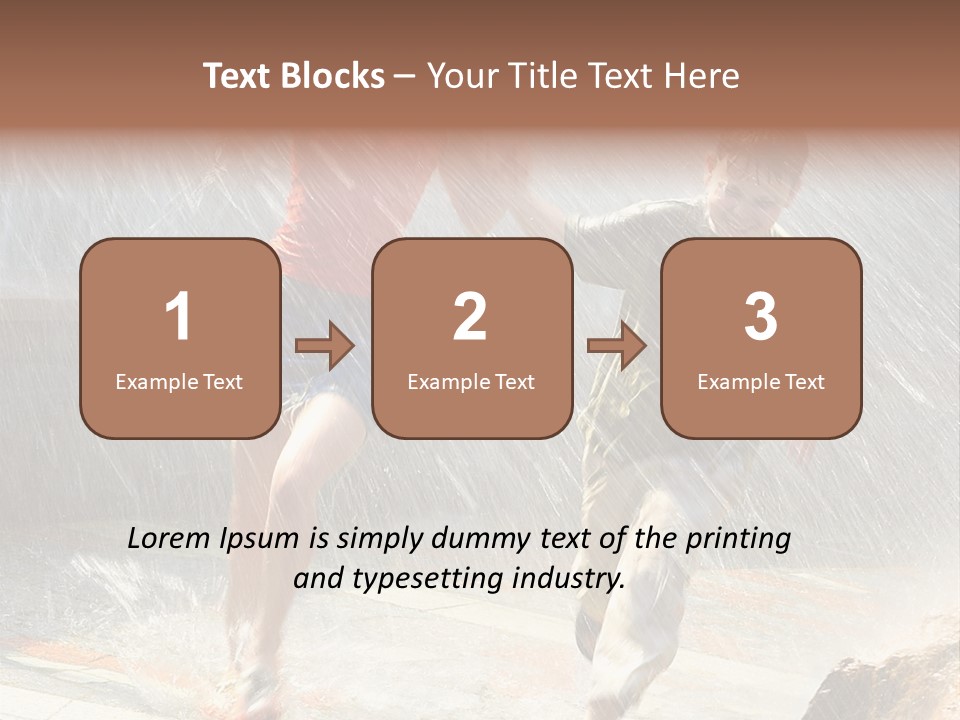 The Girl With The Boy Run Under A Down-Pour Rain PowerPoint Template